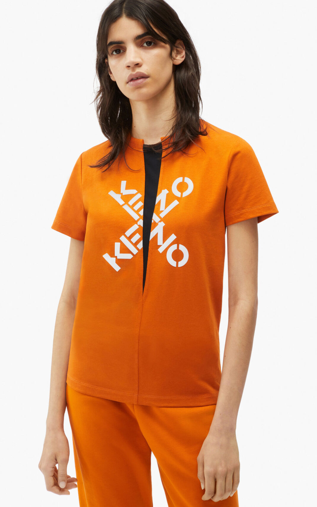 Kenzo Big X Sport Tシャツ レディース 深いオレンジ - BJHALV405
